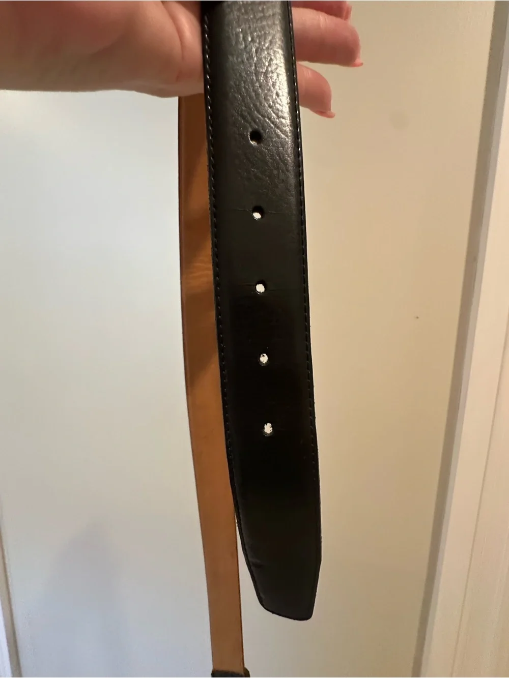 Men's Black Leather Belt with Silver Buckle